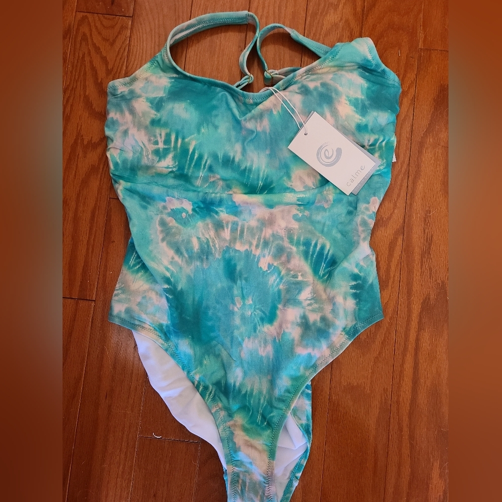 NWT Johnny Was Calme Tank Tie Dye Swimsuit One-piece size L MSRP $158